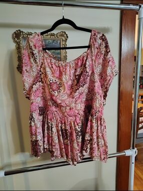 Pink Floral Peplum Women’s Top